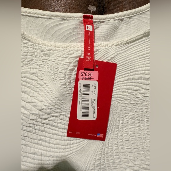 NWT IC COLLECTION White Asymmetrical BlouseXS - Picture 6 of 12